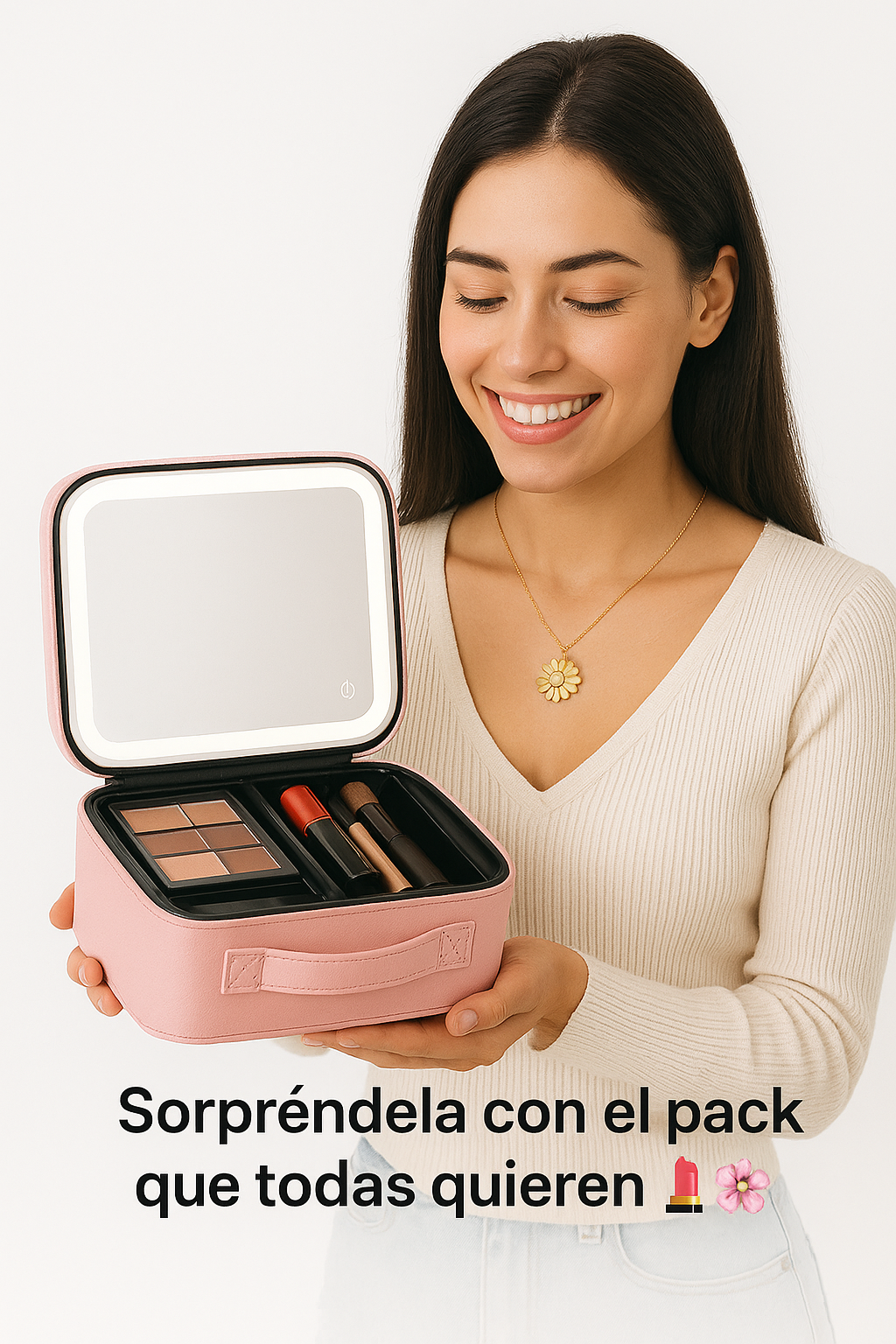 Maleta Led con maquillaje + GRATIS Collar Antiestrés Girasol