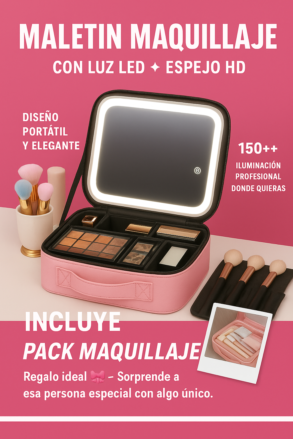 Maleta Led con maquillaje + GRATIS Collar Antiestrés Girasol
