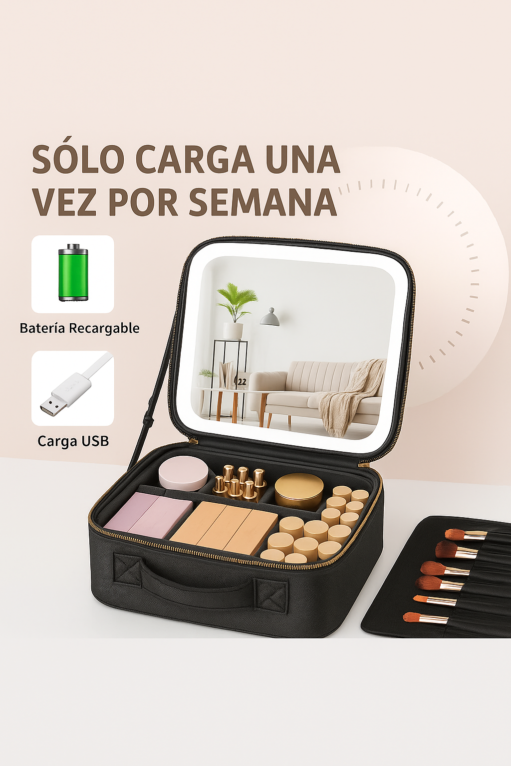 Maleta Led con maquillaje + GRATIS Collar Antiestrés Girasol