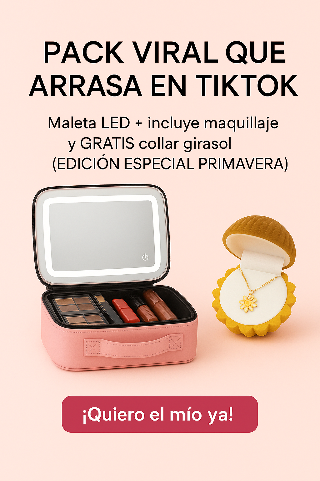 Maleta Led con maquillaje + GRATIS Collar Antiestrés Girasol